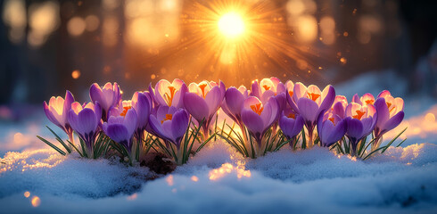 Obraz premium A field of purple flowers with the sun shining on them