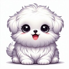 Obraz premium Big-Eyed Fluffy Pup Delight