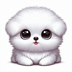 Obraz premium Fluffy White Puppy Joyfulness