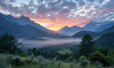 sunrise in the mountains