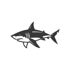 Obraz premium Black and White Silhouetted Shark Illustration