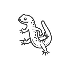 Black and White Line Drawing of a Spotted Lizard