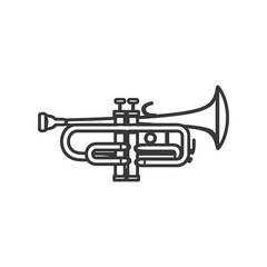 Naklejka premium Black and White Line Drawing of a Trumpet