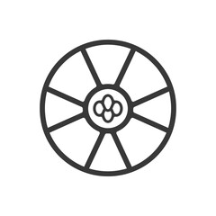 Obraz premium Black and White Line Drawing of a Wheel with Spoke Design