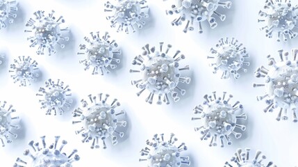 Naklejka premium Highly Detailed 3D Virus Models in Geometric Pattern on White Background