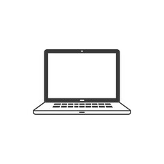 Black and White Outline of a Laptop Computer