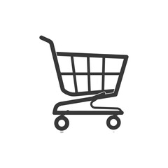 Black and White Outline of a Shopping Cart with Two Wheels