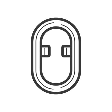 recommend clip art: Black and white outline of a life raft with two windows
