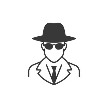 recommend clip art: Black and white outline of a man wearing a fedora sunglasses and a suit