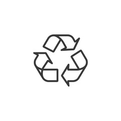 Obraz premium Black and white outline of the universal recycling symbol