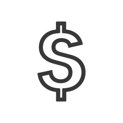 Black and white outline of the US dollar sign