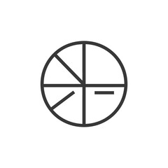 Black and white pie chart divided into segments