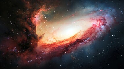 Obraz premium A stunning cosmic scene showcasing a galaxy filled with vibrant colors and stars.