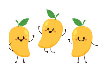 Mango character design. Mango vector on white background. Thailand dessert.