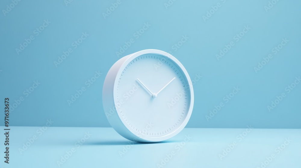 Poster a minimalist blue clock on a matching background, symbolizing time and simplicity.