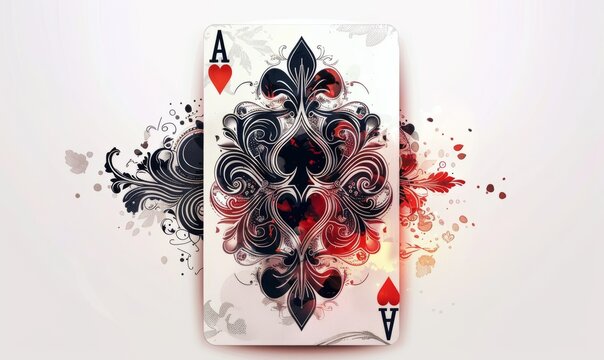 exquisite ornate stylized clubs ace poker card, white background exquisite ornate stylized clubs ace poker card, white background
