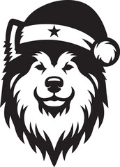 Merry Christmas Santa Cute dog silhouette vector design 