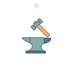 Hammer and Anvil icon symbol vector illustration isolated on white background