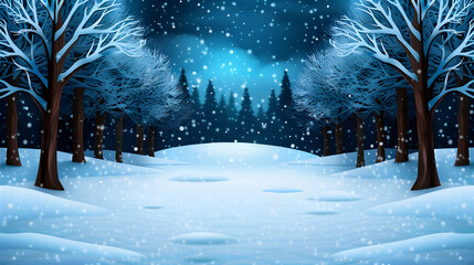 Naklejka premium Winter Nature Background Illustration Cartoon Hand