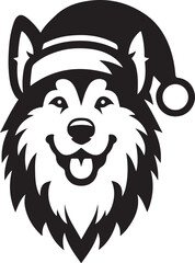 Merry Christmas Santa Cute dog silhouette vector design 