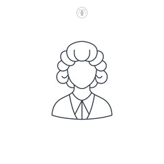 Barrister Wig icon symbol vector illustration isolated on white background