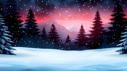 Naklejka premium Winter Nature Background Illustration Cartoon Hand
