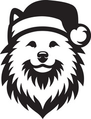 Merry Christmas Santa Cute dog silhouette vector design 