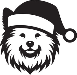 Merry Christmas Santa Cute dog silhouette vector design 