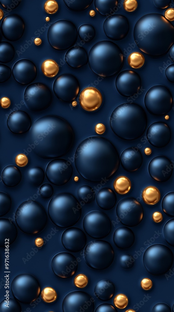 Poster a textured composition of spherical forms in dark and gold tones creates captivating depth