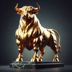 Estatua de un toro hecho de oro.