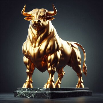 Estatua de un toro hecho de oro.