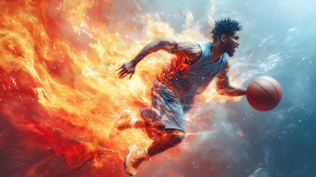 basketball player "on fire"
