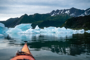 Kayaking among icebergs