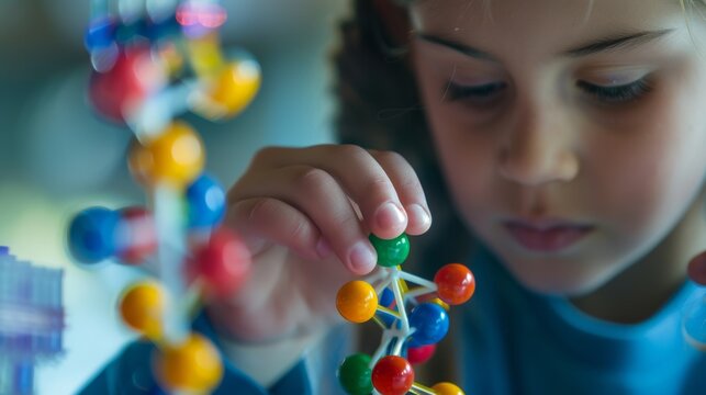 Curious Child Building Molecular Model in Science Class,STEM education,