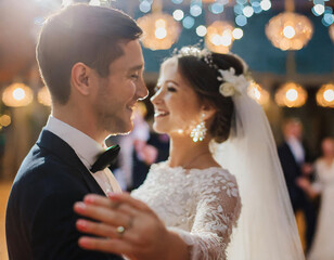 Pierwszy taniec pary młodej na weselu