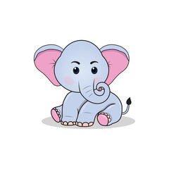 Cute elephant Cartoon style illustration