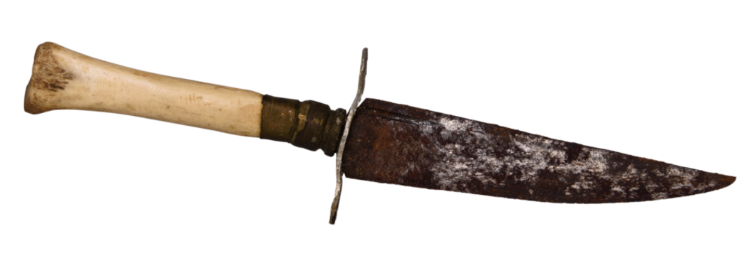 Bone handle knife with old and rusty appearance