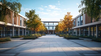 Naklejka premium Expansive campus architecture captured in beautiful and sophisticated design pictures