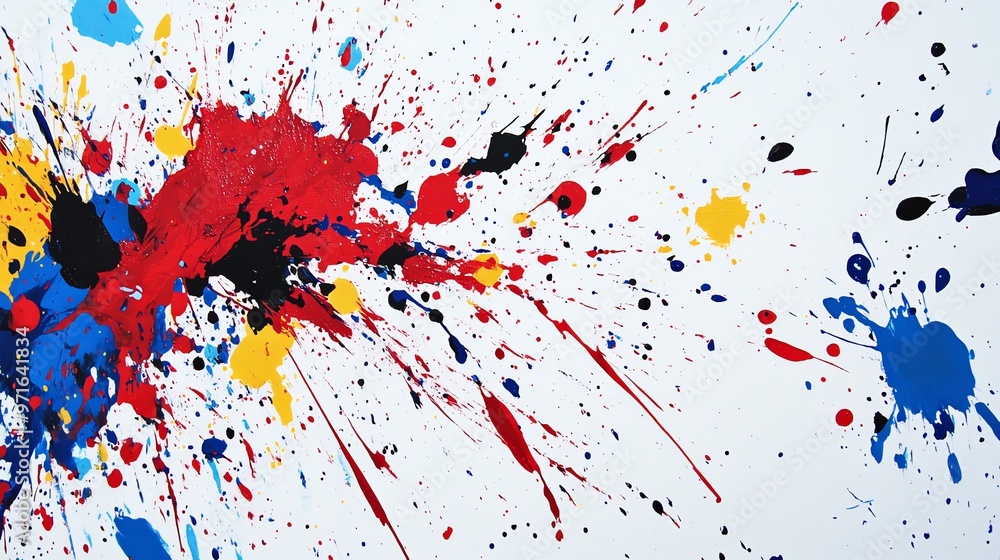 Poster abstract art background with colorful paint splatters.