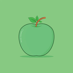 Green apple illustration with leaf