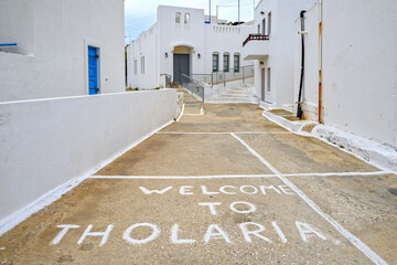 Tholaria, picturesque mountain village whit narrow alleys and traditional whitewashed houses....