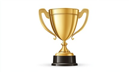 Golden Trophy Cup symbolizing victory isolated on a white background Flat design vector illustration
