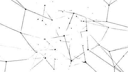 Obraz premium Irregular intersecting lines with dots and junctions, black and white distressed monochrome abstract texture pattern design background