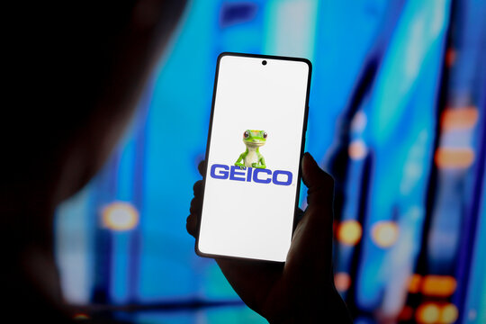 September 12, 2024, Paraguay. In this photo illustration, the Government Employees Insurance Company (Geico) logo is displayed on a smartphone screen.