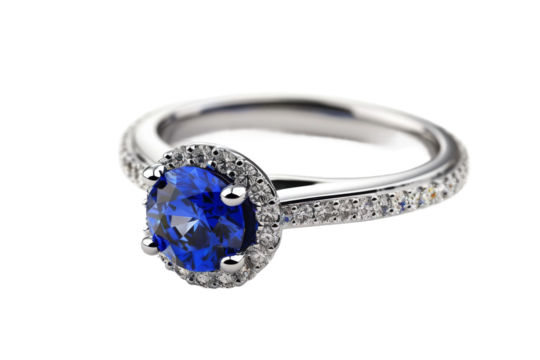 Sapphire ring isolated on a clear background for jewelry design