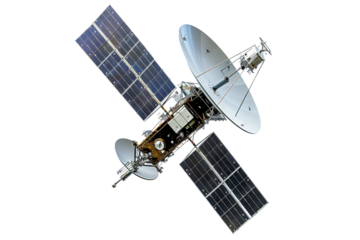 Clear background image of a satellite, ideal for creative uses