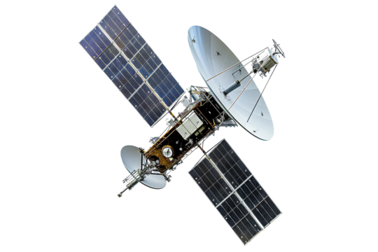 Clear background image of a satellite, ideal for creative uses