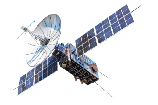 High resolution satellite isolated on a clear backdrop for visuals