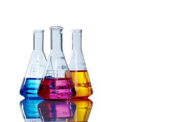 HD image of a lab flask with liquid isolated on a transparent surface