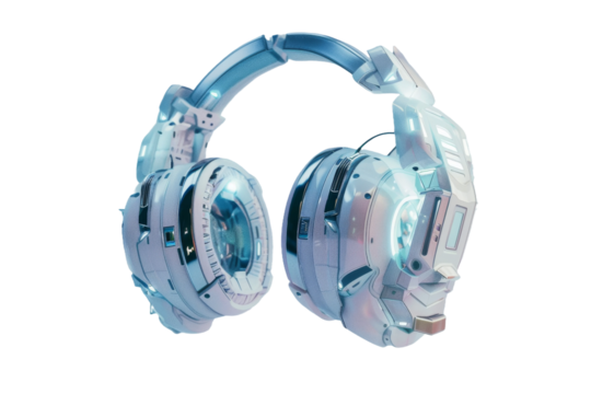 Sci Fi headphone isolated on a clear transparent background for futuristic design